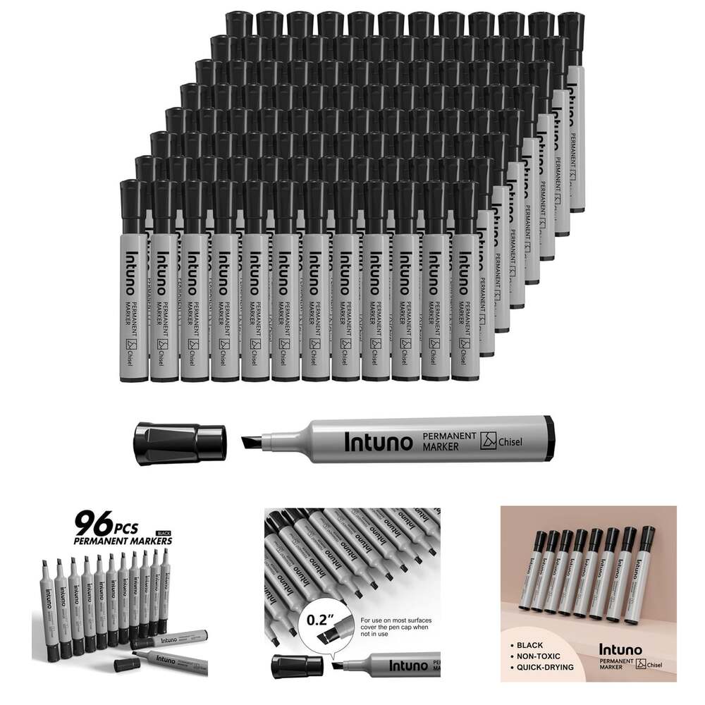 Permanent Markers, Oil-Based Waterproof Markers, 96 Count, Black, Chisel Tip